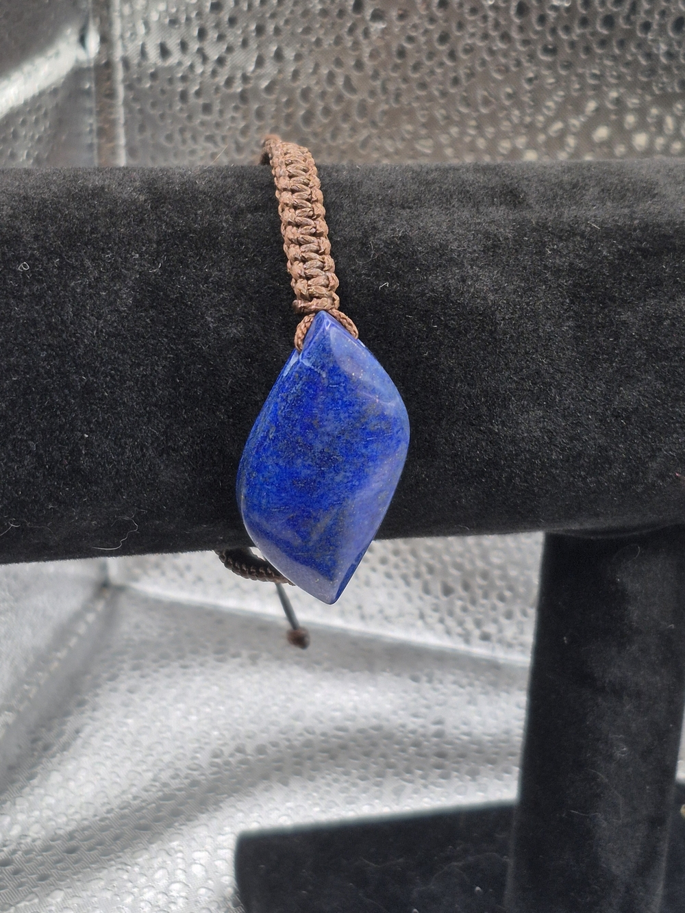 Lapis Lazuli Abstract Blue Gemstone Macramé Bolo Style Bracelet